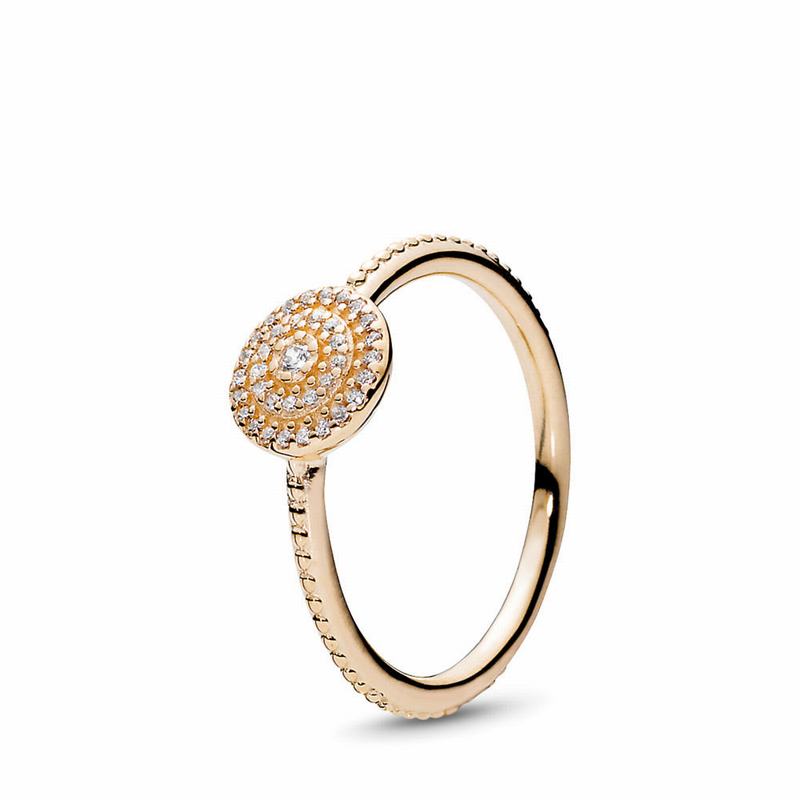 Pandora Radiant Elegance Stackable Ring - Yellow Gold 14 K/Cubic Zirconia - Canada | EM4438RP